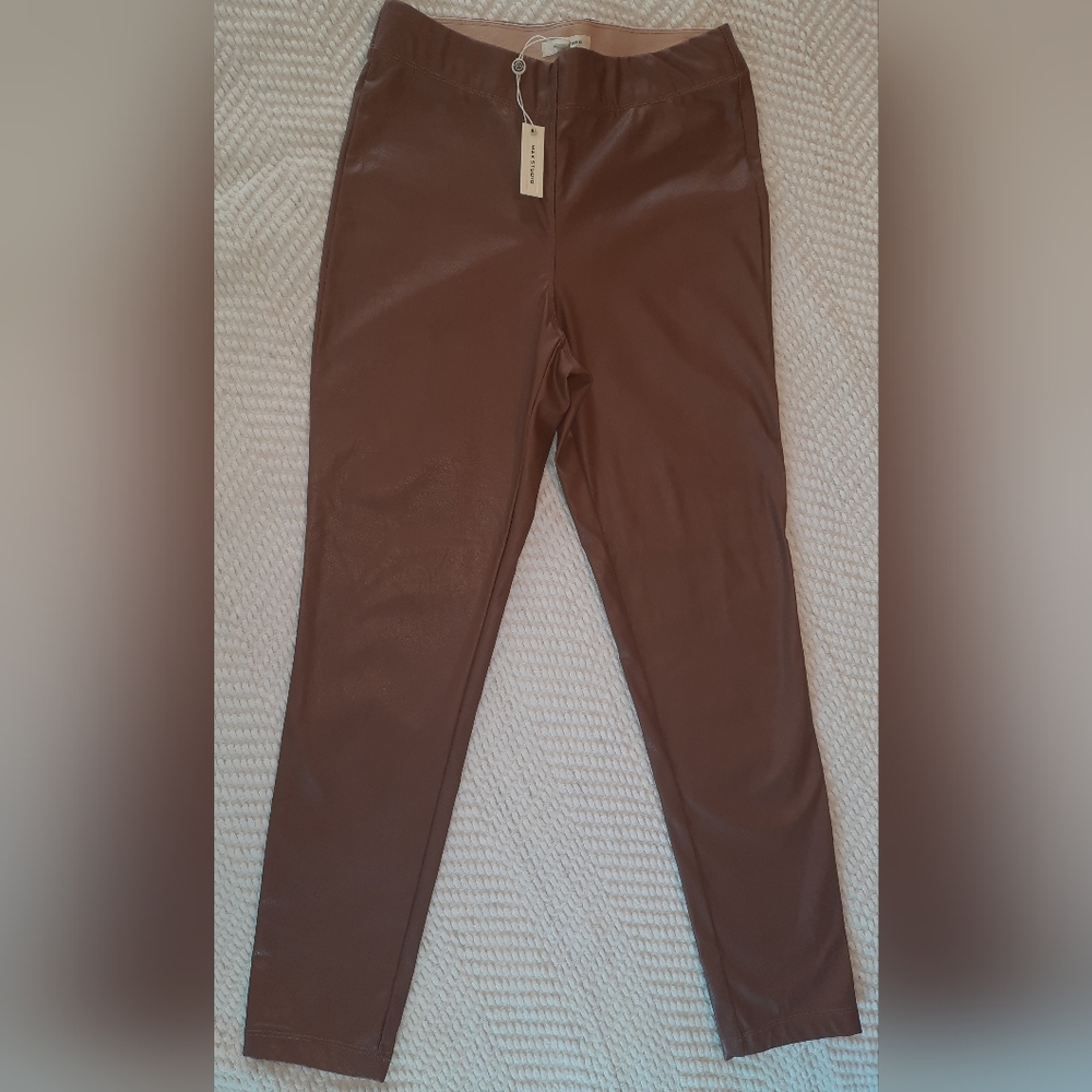 NWT Max Studio Brown Faux Leather Legging-Pants
